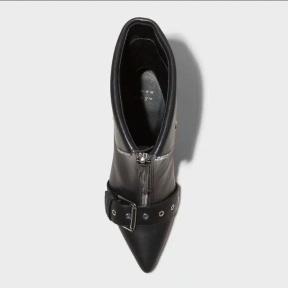 Women's Mickey Point Toe Moto Ankle Boots - A New Day Black - Picture 2 of 3